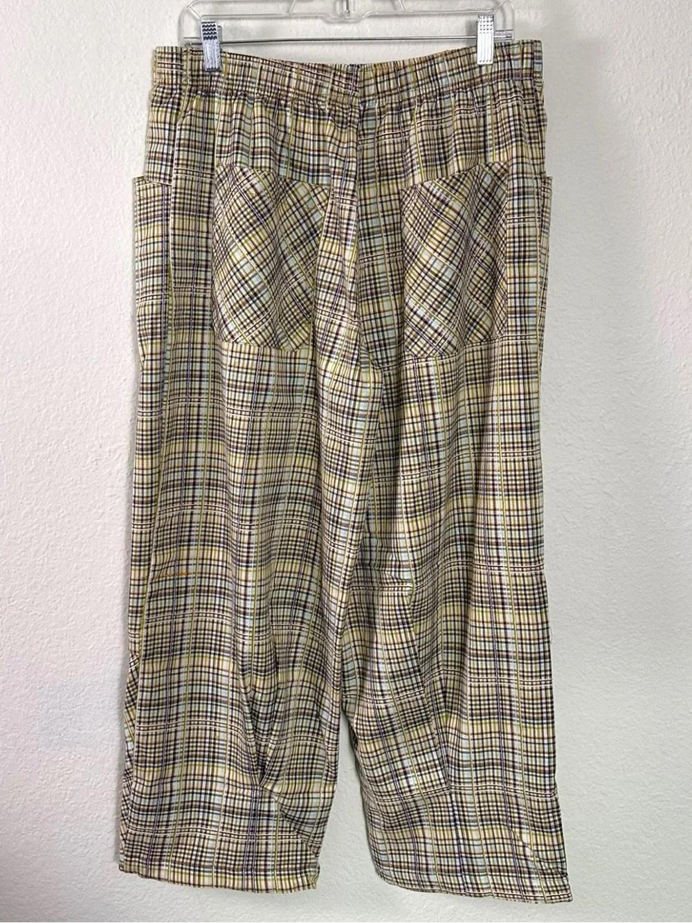 Free People Grunge 90s Bohemian Nice Choice Plaid Pull On Barrel Pants Large NWT